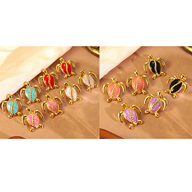 304 серьги-гвоздики в форме черепахи из нержавеющей стали с эмалью, золотые