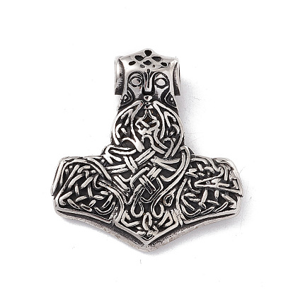 304 Stainless Steel Manual Polishing Pendants, Thor's Hammer