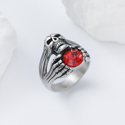 Хэллоуин 304 кольца на палец из нержавеющей стали со стразами, череп