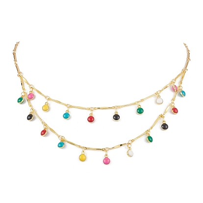 Ожерелья с подвесками в виде капель из латуни и эмали, двухслойные ожерелья