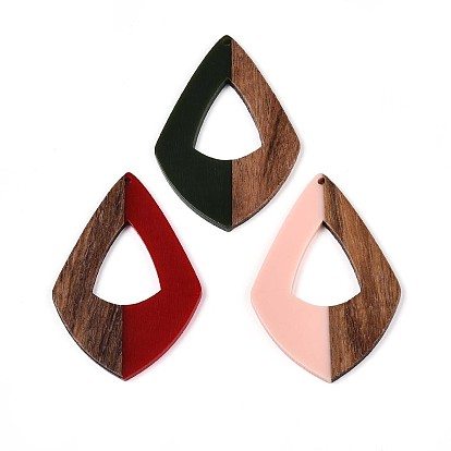 Подвески из смолы и ореха, слеза, полый