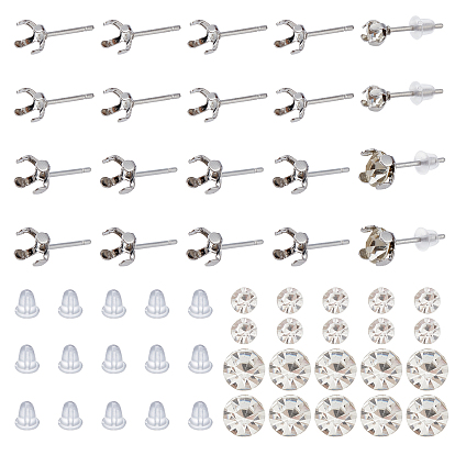 DIY Rhinestone Stud Earrings Making Kit, Including 304 Stainless Steel Stud Earring Findings, Plastic Ear Nuts, Glass Pointed Rhinestone