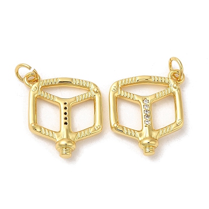 Rack Plating Brass Micro Pave Cubic Zirconia Pendants, Lead Free & Cadmium Free, Long-Lasting Plated, Pentagon