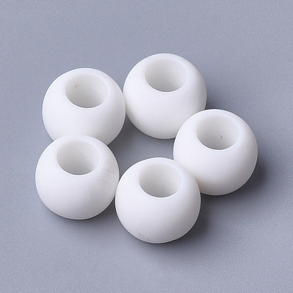 Opaque Acrylic European Beads, Large Hole Beads, Frosted, Rondelle
