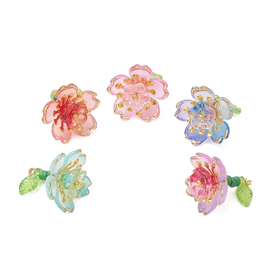 Подвески из акрила и стеклянных бусин, , золотые