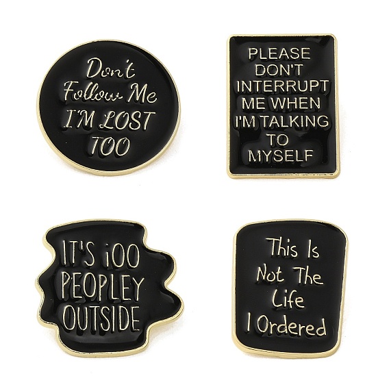 Эмалевые булавки, Черные золотые броши из цинкового сплава для рюкзака одежды, слово, без кадмия, без никеля и без свинца