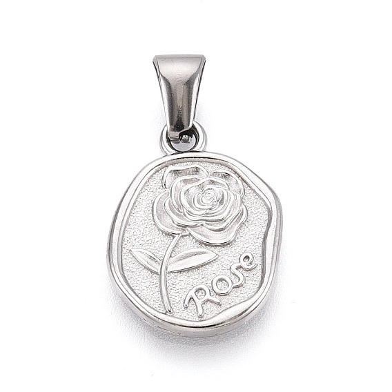 303 подвески из нержавеющей стали, овал с подвесками в виде цветка розы