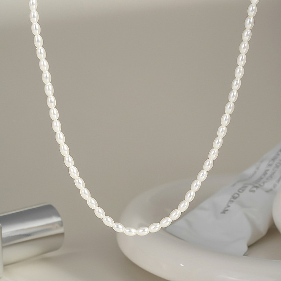 Элегантные ожерелья из бусин с имитацией жемчуга во французском стиле с цепочками из нержавеющей стали для женщин, золотые