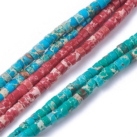 Natural Imperial Jasper Beads Strands, Dyed, Flat Column