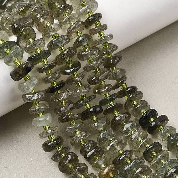 Естественный зеленый кварцевые нити бисера, самородки, с бисером, класс А