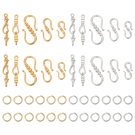 Stainless Steel S-Hook Clasps, with 304 Stainless Steel Open Jump Rings