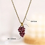 Natural Garnet Pendant Necklaces, Titanium Steel Cable Chain Necklaces for Women