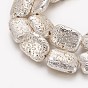 Electroplated Natural Lava Rock Beads Strands, Long-Lasting Plated, Rectangle