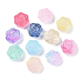 Transparent Spray Paint Glass Beads, Rose