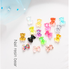 Nail Art Decoration Accessories, with Resin Cabochons and Glass No Hole Beads, Chip & Bear