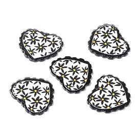 Embossed Graffiti Acrylic Pendants, for Earring Making, Heart