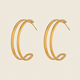 Двухслойные серьги-гвоздики в форме буквы С из нержавеющей стали