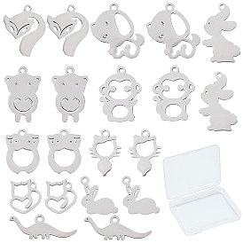 SUNNYCLUE 20Pcs 10 Styles 201 Stainless Steel Charms, Laser Cut, Animal Shapes