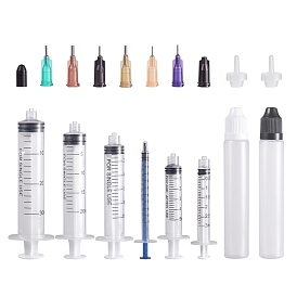 DIY Kit, with Screw Type Hand Push Glue Dispensing Syringe, Plastic Bottles, Bottle Stopper and Fluid Precision Blunt Needle Dispense Tips