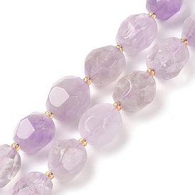 Natural Ametrine Beads Strands, Faceted, Oval, with Seed Beads