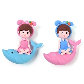 PVC Plastic Big Pendants, Cute Dolphin Girl