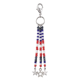 Glass Pendant Decorations, with Alloy Charms and Zinc Alloy Lobster Claw Clasps, Star