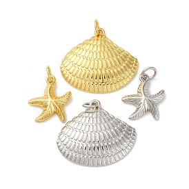 Латунные подвески, форма ракушки/морская звезда, стойки покрытие, долговечный, без кадмия и без свинца, с целью перехода в кольце