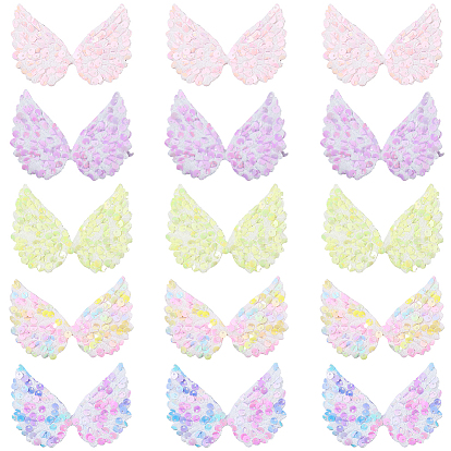 30шт. 5 цвета крылья полиэстер и пайетки компьютерная вышивка ткань пришивные/приклеиваемые утюгом нашивки, аксессуары для костюма, аппликация