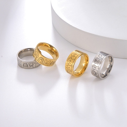304 Stainless Steel Dog Pattern Finger Rings