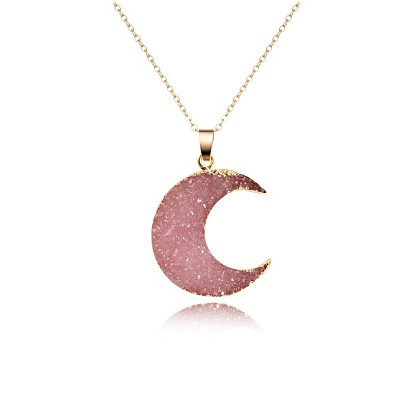 Minimalist Moon Pendant Necklace for Women - Fashion Sweater Chain Jewelry