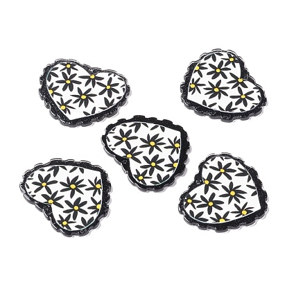 Embossed Graffiti Acrylic Pendants, for Earring Making, Heart