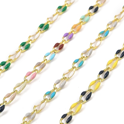 Латунь бордюр цепи, с эмалью, без кадмия, без никеля и без свинца, пайки, с катушкой, реальный 18 k позолоченный, долговечный