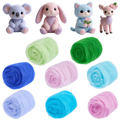 8 piezas 8 colores diy lana roving, suministros para fieltrar con aguja