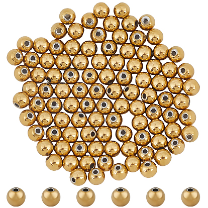 100 piezas 304 cuentas de acero inoxidable, rondo, revestimiento de iones (ip), sin cadmio y níque y plomo