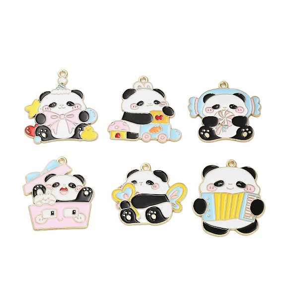Подвески из эмали и сплава, золотые, очарование панды