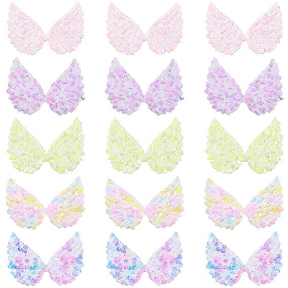 30шт. 5 цвета крылья полиэстер и пайетки компьютерная вышивка ткань пришивные/приклеиваемые утюгом нашивки, аксессуары для костюма, аппликация