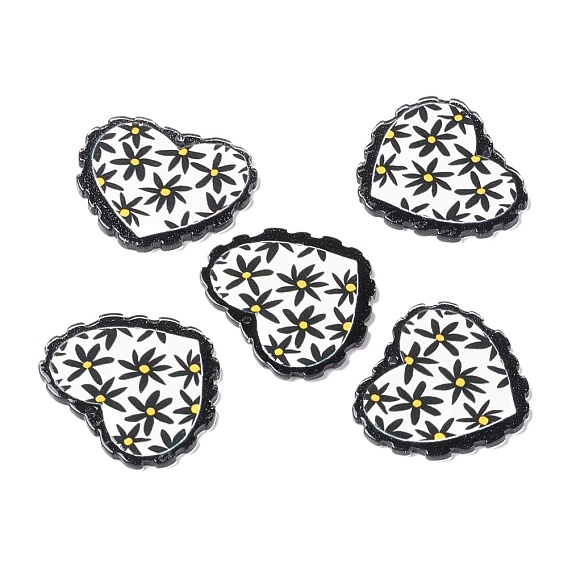 Embossed Graffiti Acrylic Pendants, for Earring Making, Heart