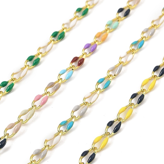 Латунь бордюр цепи, с эмалью, без кадмия, без никеля и без свинца, пайки, с катушкой, реальный 18 k позолоченный, долговечный