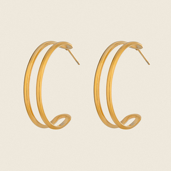 Двухслойные серьги-гвоздики в форме буквы С из нержавеющей стали