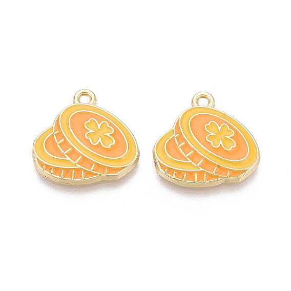 Подвески из сплава с эмалью ко Дню Святого Патрика, монета с подвесками в виде клевера, золотые, без кадмия, без никеля и без свинца