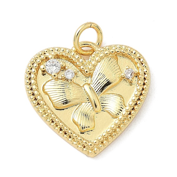 Латунные микро проложить кубического циркония подвески, сердце с бантом, долговечный, без кадмия и без свинца, стойки покрытие, с целью перехода в кольце