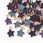 Druzy Resin Pendants, with Edge Light Gold Plated Iron Loops, Star, Mixed Style