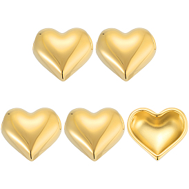 5 шт. 304 бусины из нержавеющей стали, вакуумное покрытие pvd, сердце