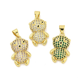 Латунные микро проложить кубического циркония подвески, без кадмия, без никеля и без свинца, реальный 18 k позолоченный, медведь