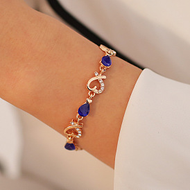 Charmant bracelet fleur diamant pour femme, Bracelet d'amour creux en forme de cœur-cadeau parfait pour la saint-valentin!