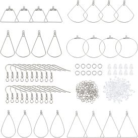 DIY Wire Wrap Drop Earring Making Kit, Including 304 Stainless Steel Earring Hooks & Wire Pendants, Plastic Ear Nuts