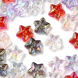 Уф-покрытие прозрачные акриловые бусины, радужный, звезды с улыбающимся лицом