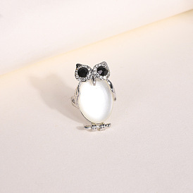 Кольцо на палец с изображением совы из белой смолы, сплав широкое кольцо для женщин