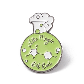 Word Like Magic But Real Enamel Pin, Chemistry Bottle Alloy Badge for Teachers' Day, Gunmetal