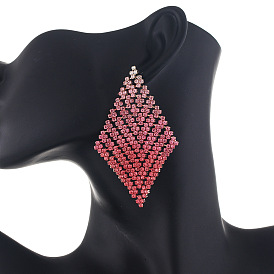 Pink Gradient Rhinestone Earrings - Elegant and Exaggerated Ear Jewelry E774.